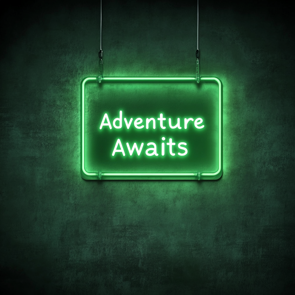 Adventure Awaits - Green Neon Sign, 18 Inches