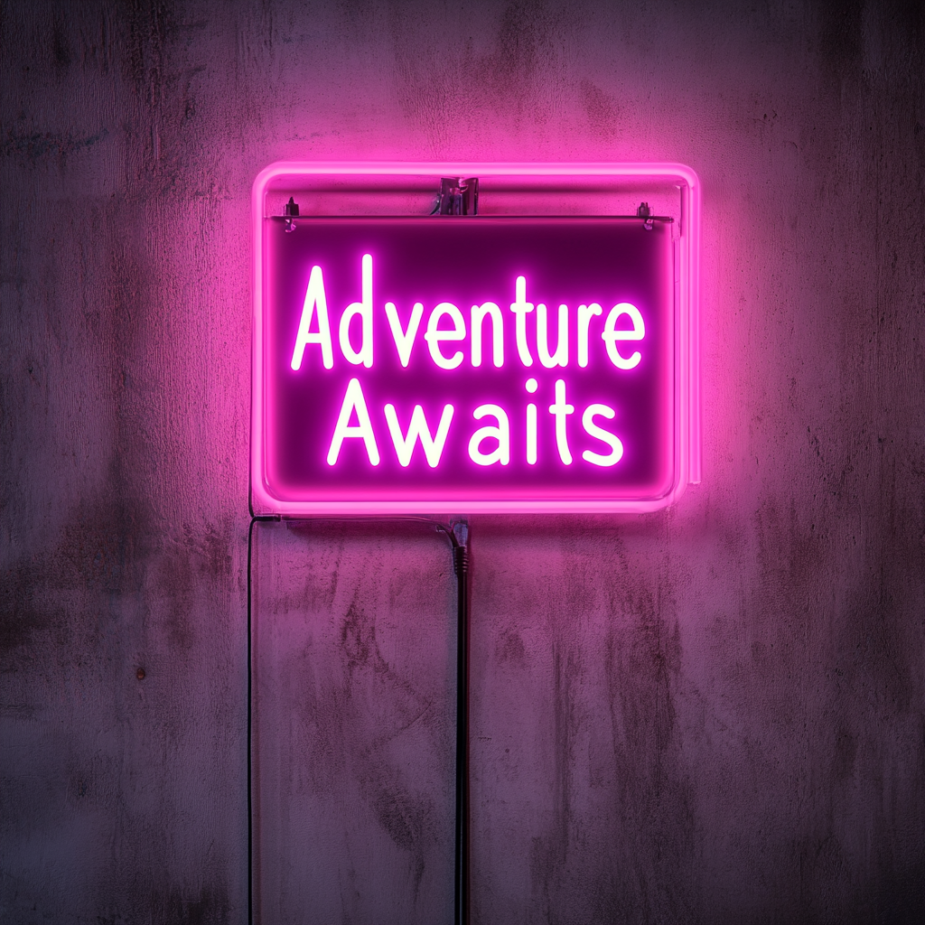 Adventure Awaits - Pink Neon Sign, 24 Inches