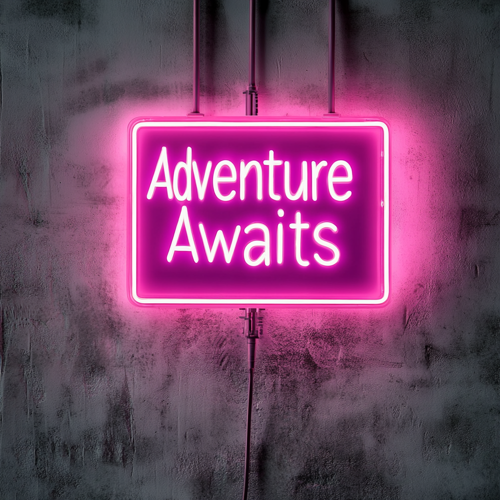 Adventure Awaits - Pink Neon Sign, 24 Inches