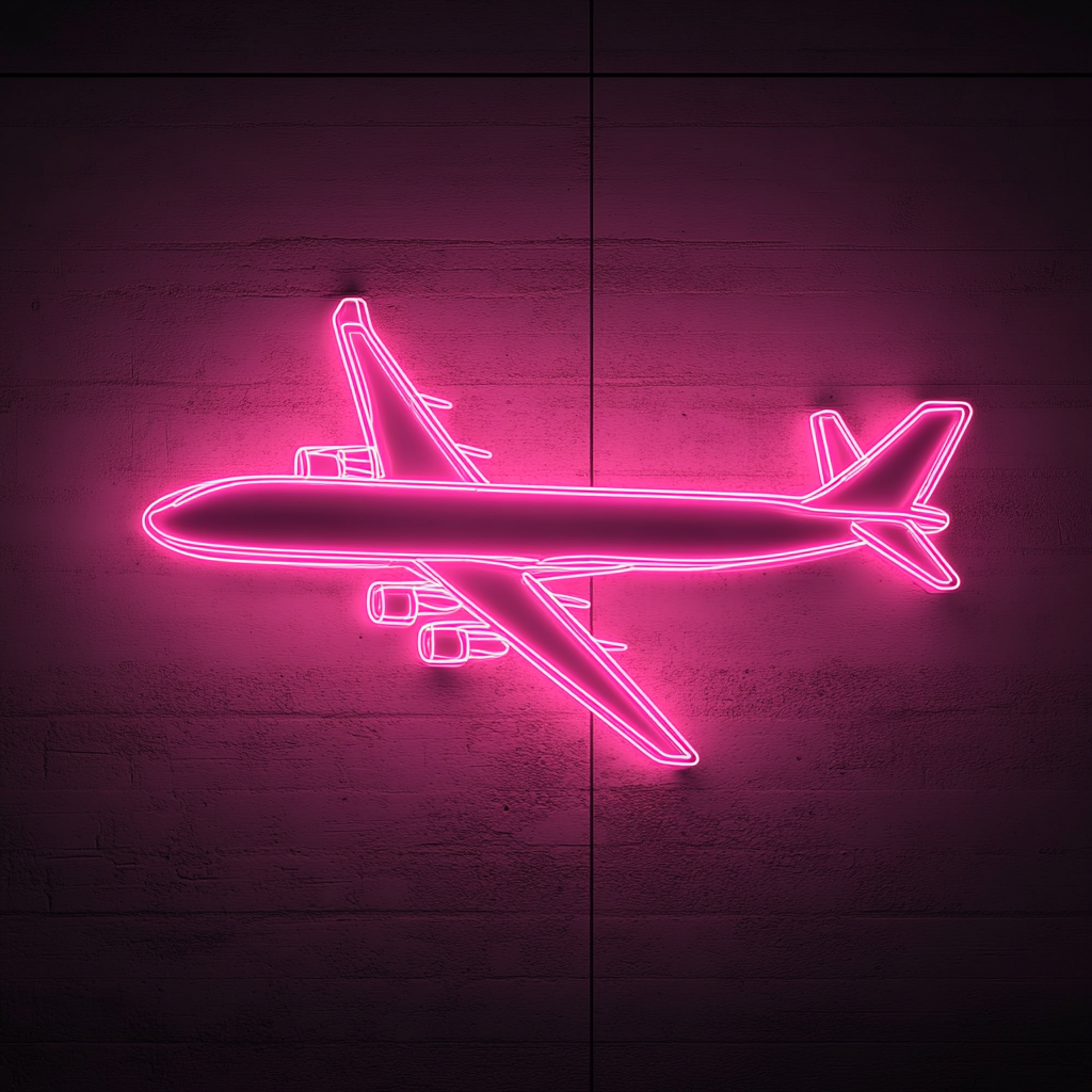 Airplane - Pink Neon Sign, 24 Inches