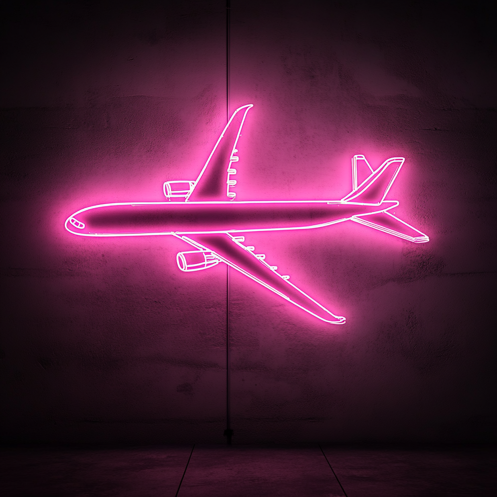 Airplane - Pink Neon Sign, 24 Inches