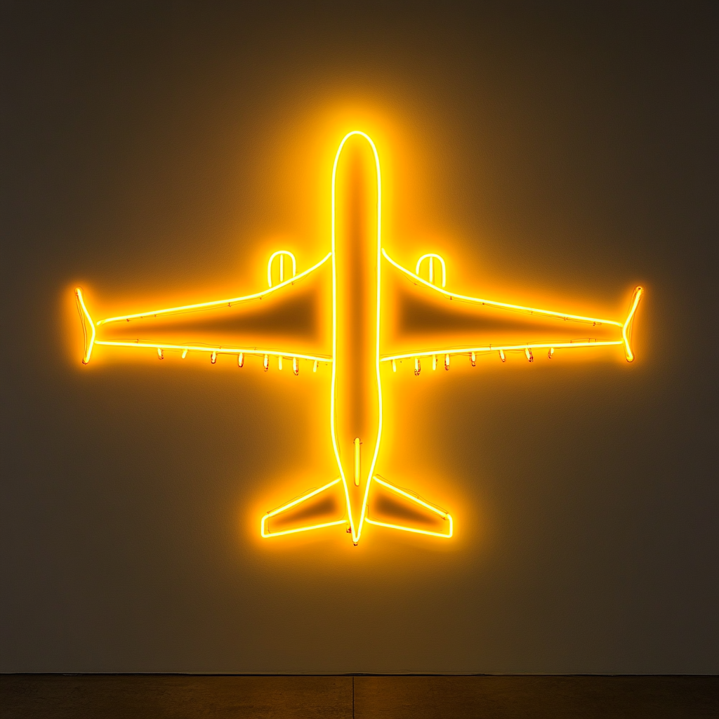 Airplane - Yellow Neon Sign, 18 Inches