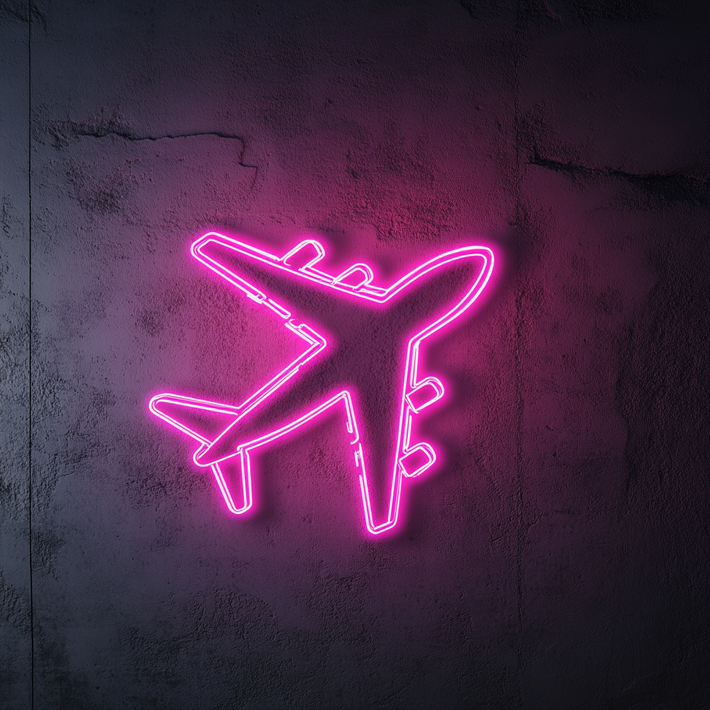 Airplane Flying - Pink Neon Sign, 18 Inches