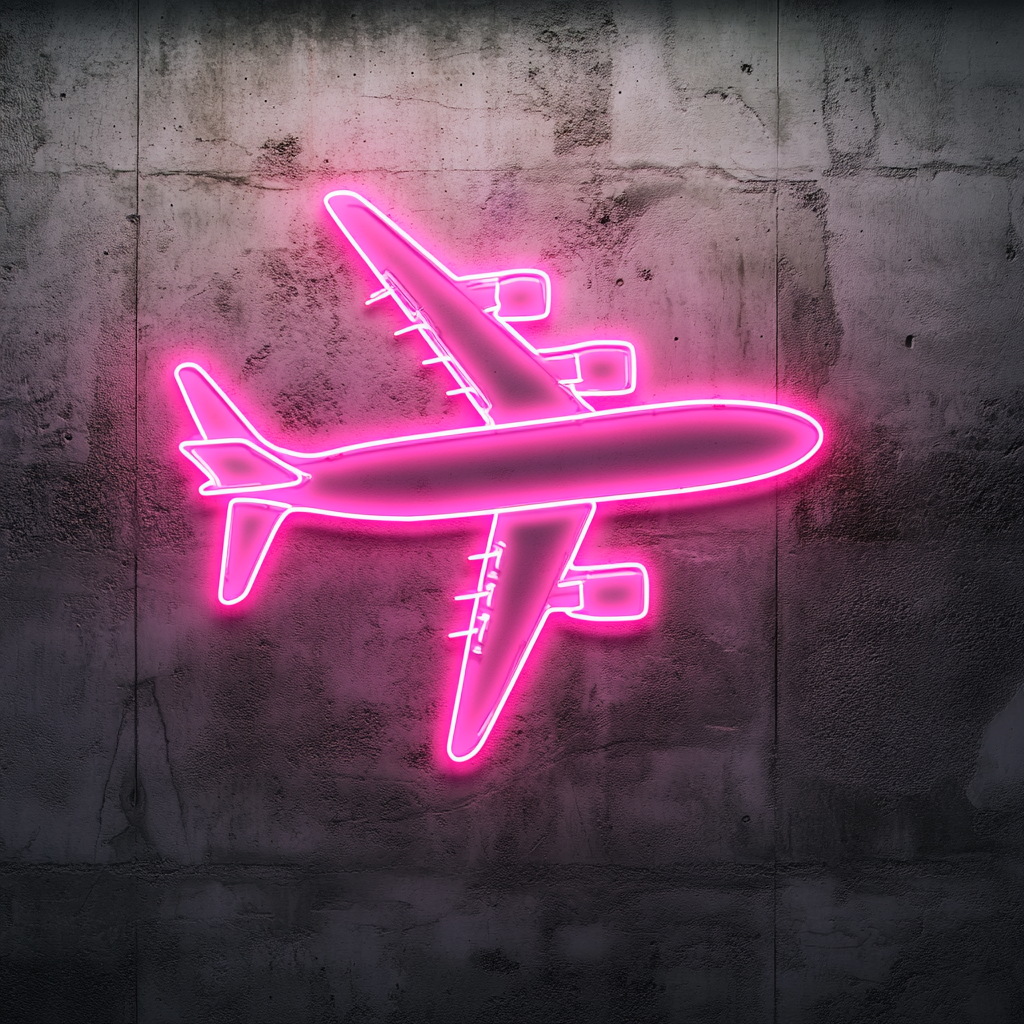 Airplane Flying - Pink Neon Sign, 18 Inches