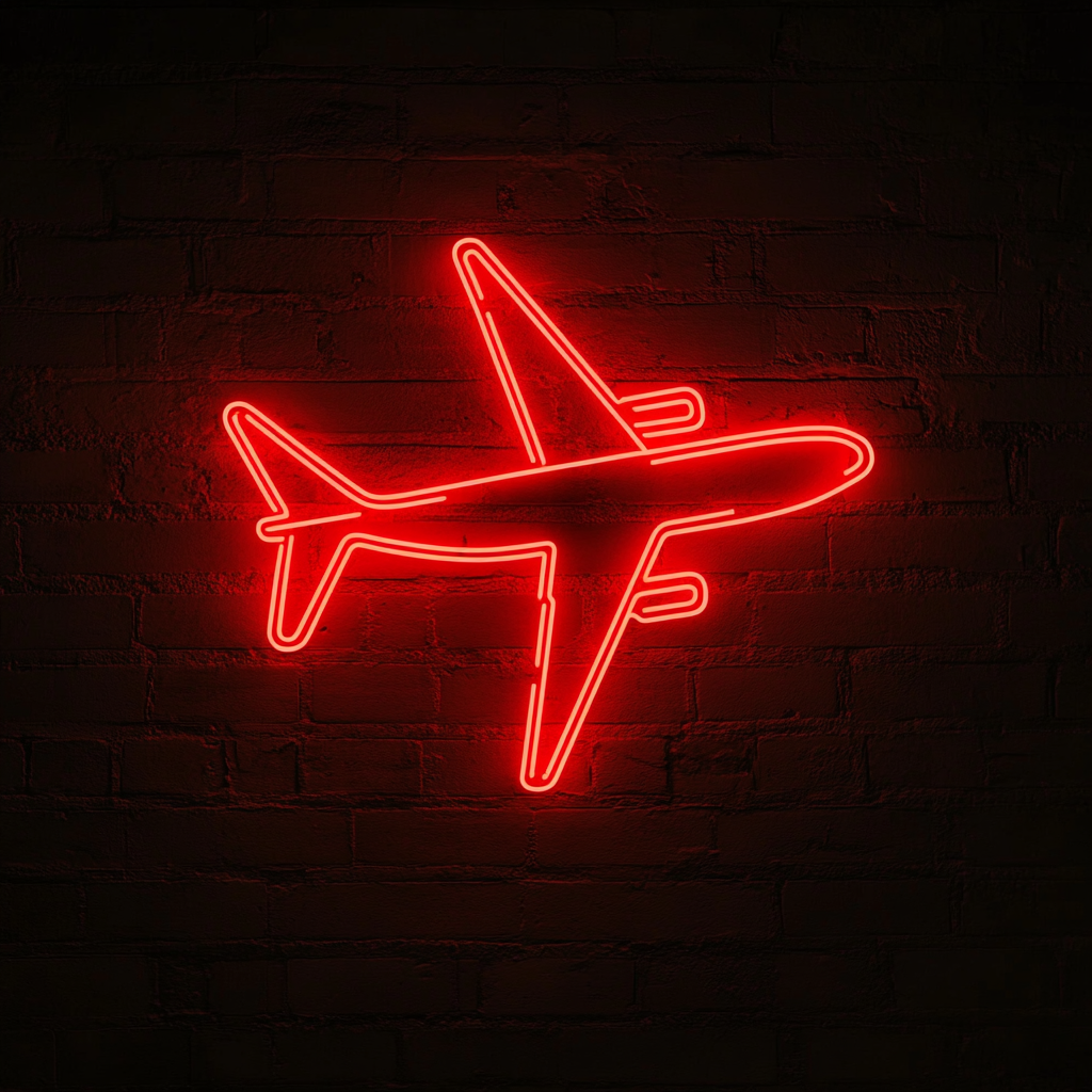 Airplane Flying - Red Neon Sign, 24 Inches