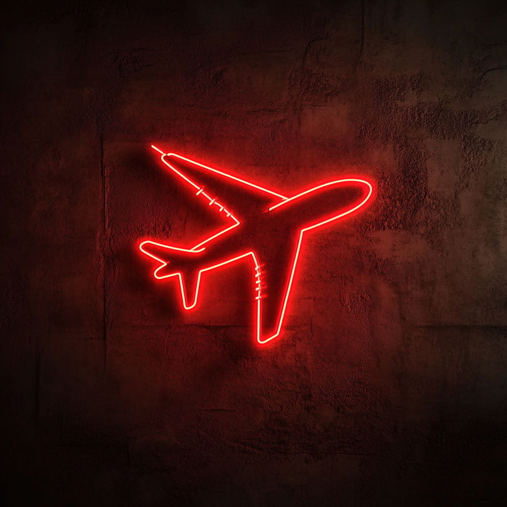Airplane Flying - Red Neon Sign, 24 Inches