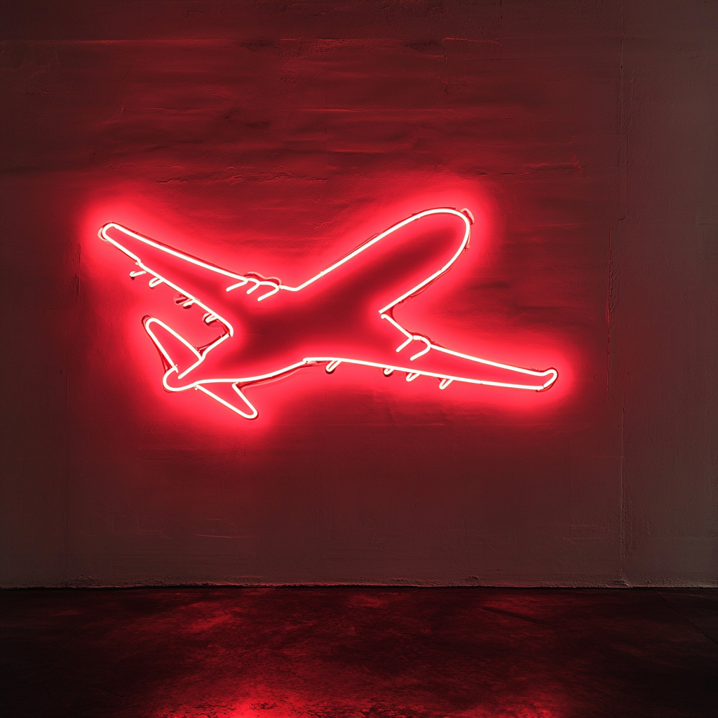 Airplane Flying - Red Neon Sign, 24 Inches