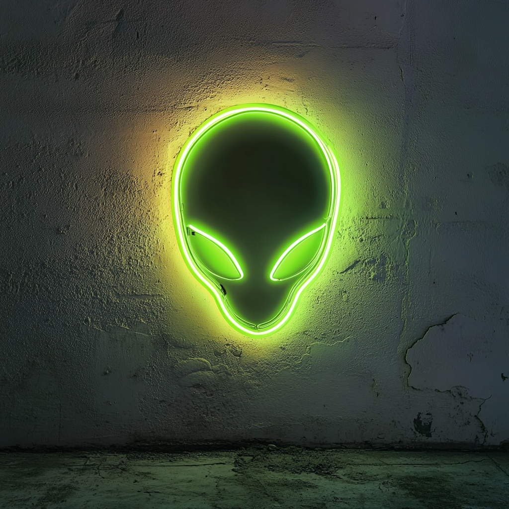 Alien Head - Green Neon Sign, 24 Inches