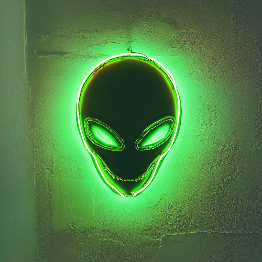 Alien Head - Green Neon Sign, 24 Inches