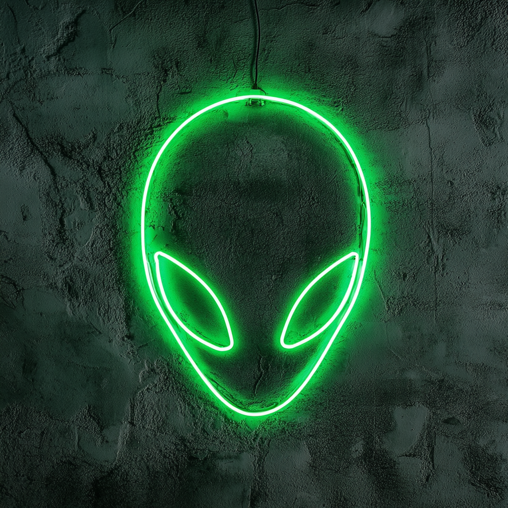 Alien Head - Green Neon Sign, 24 Inches