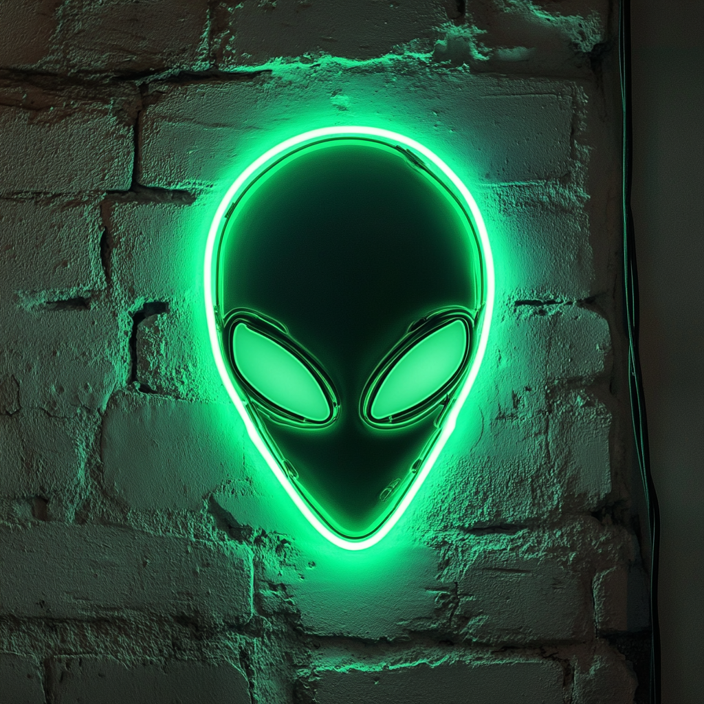 Alien Head - Green Neon Sign, 24 Inches