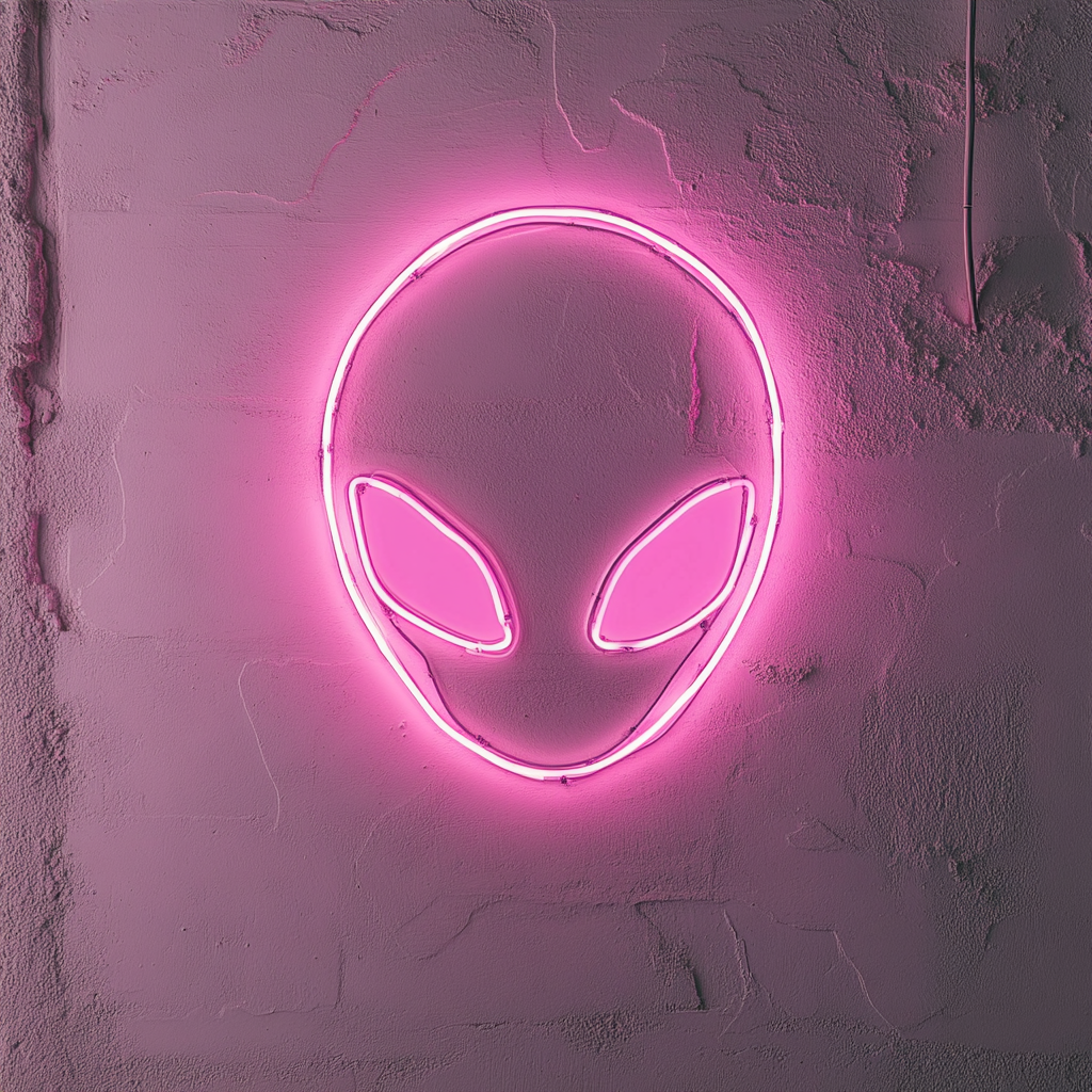 Alien Head - Pink Neon Sign, 24 Inches