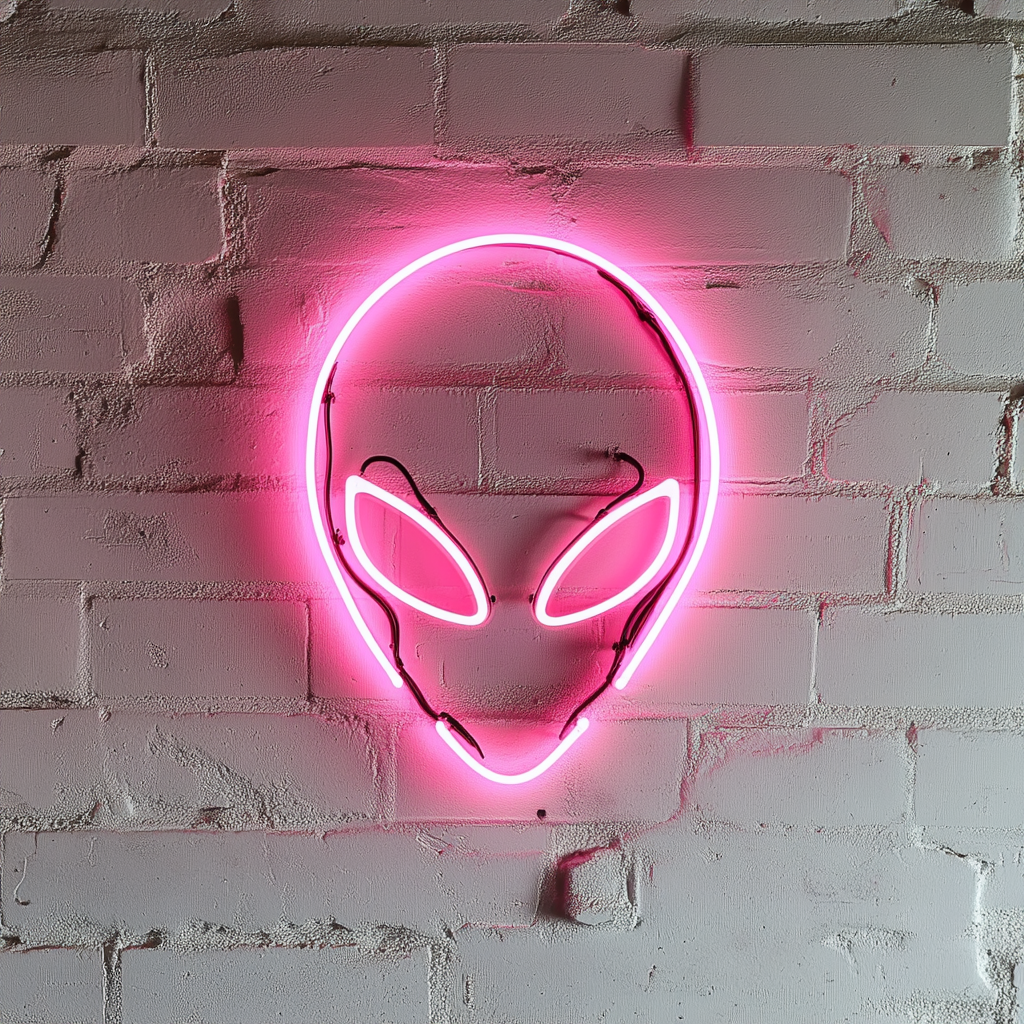Alien Head - Pink Neon Sign, 24 Inches