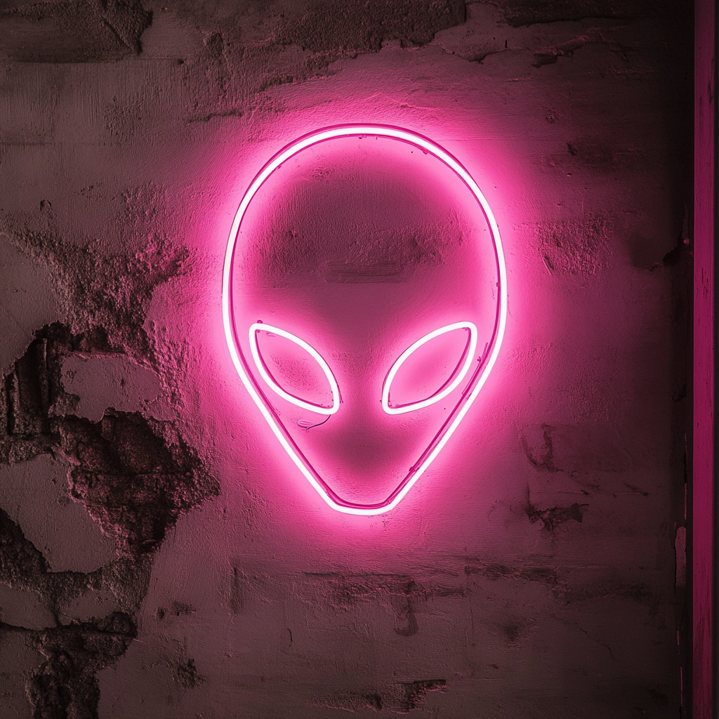 Alien Head - Pink Neon Sign, 24 Inches