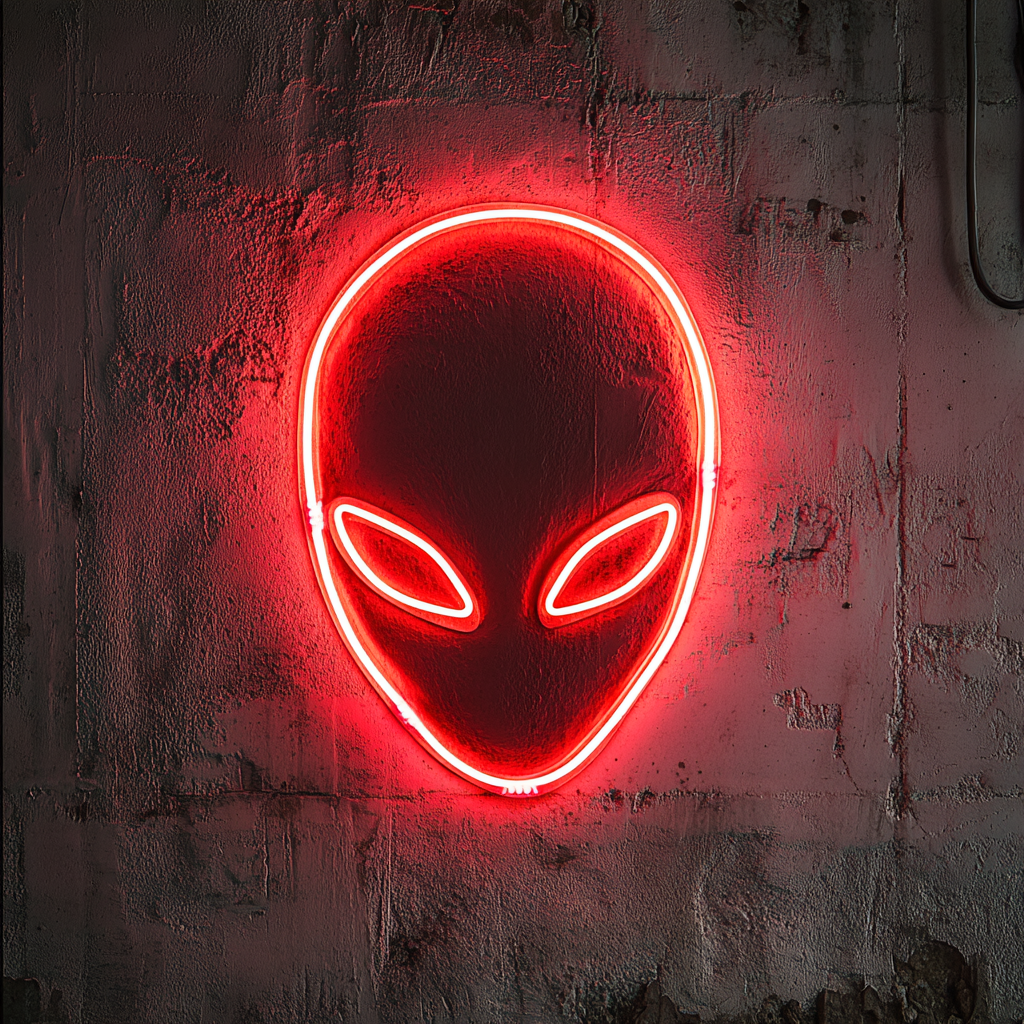 Alien Head - Red Neon Sign, 24 Inches
