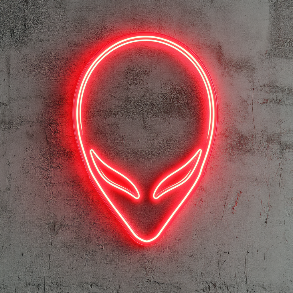 Alien Head - Red Neon Sign, 24 Inches