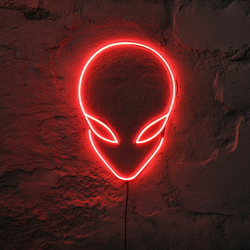 Alien Head - Red Neon Sign, 24 Inches