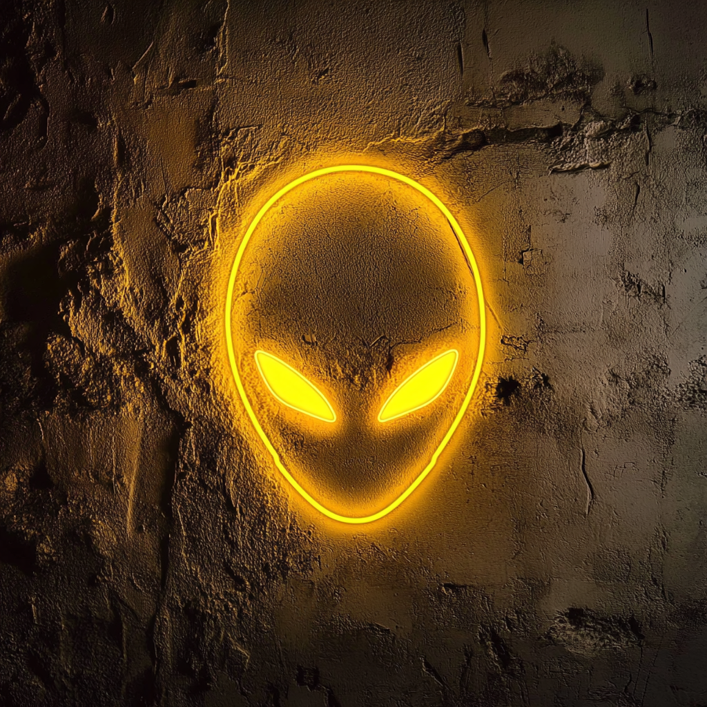 Alien Head - Yellow Neon Sign, 24 Inches