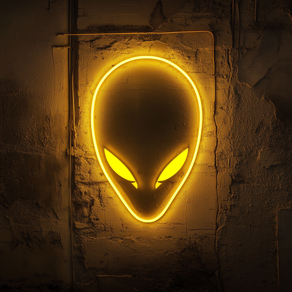 Alien Head - Yellow Neon Sign, 24 Inches