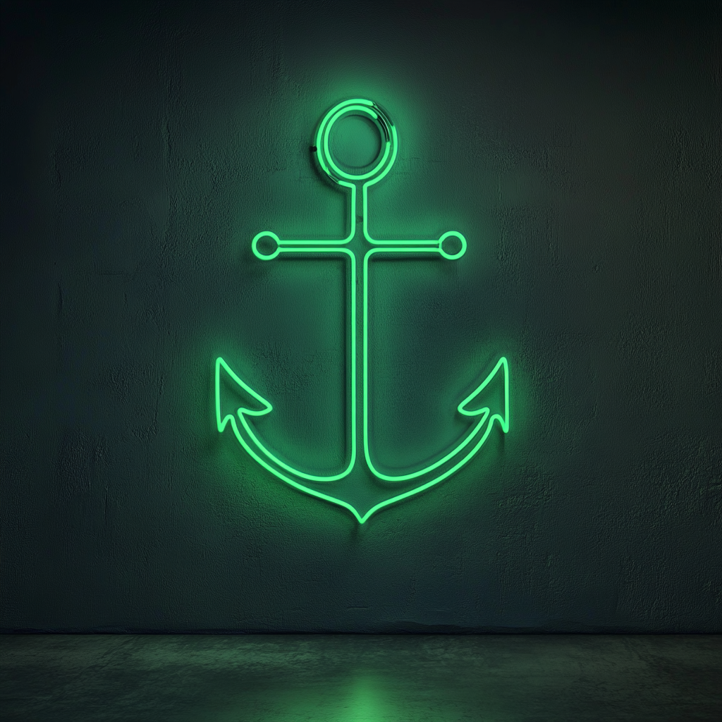 Anchor - Green Neon Sign, 18 Inches
