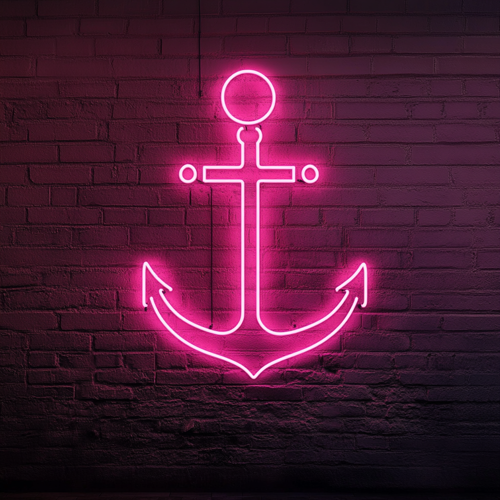 Anchor - Pink Neon Sign, 18 Inches