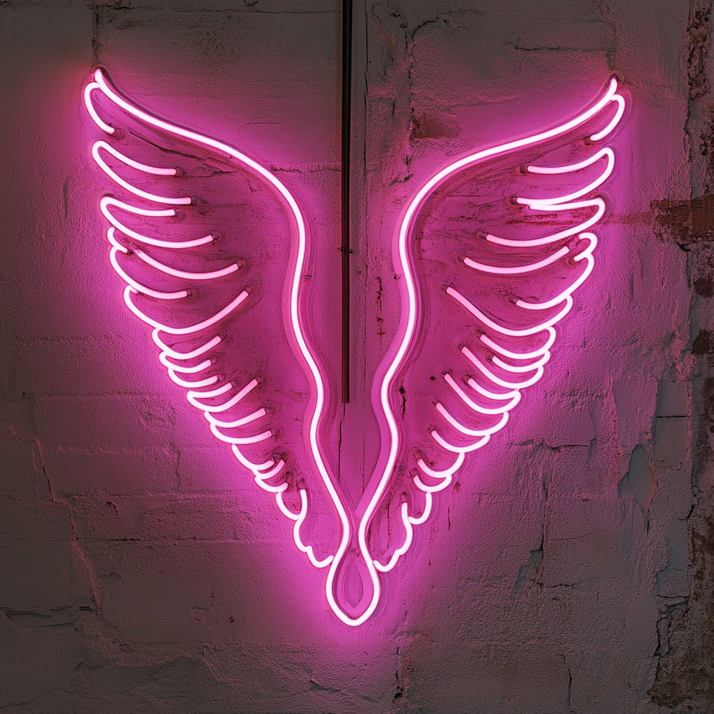 Angel Wings - Pink Neon Sign, 18 Inches
