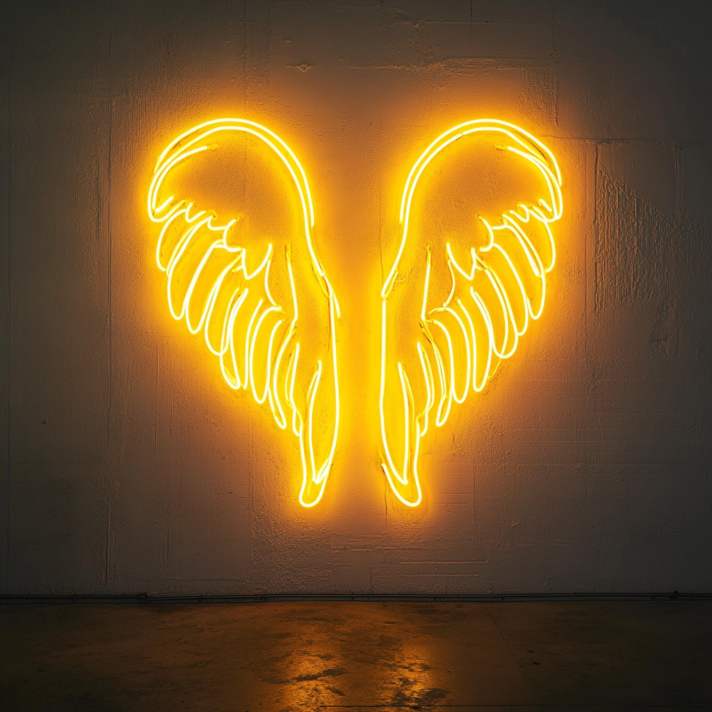 Angel Wings - Yellow Neon Sign, 18 Inches