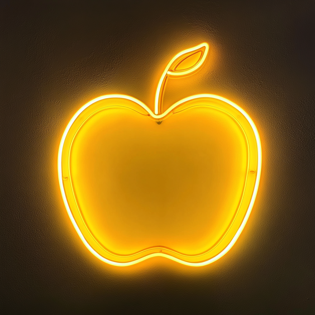 Apple - Yellow Neon Sign, 24 Inches