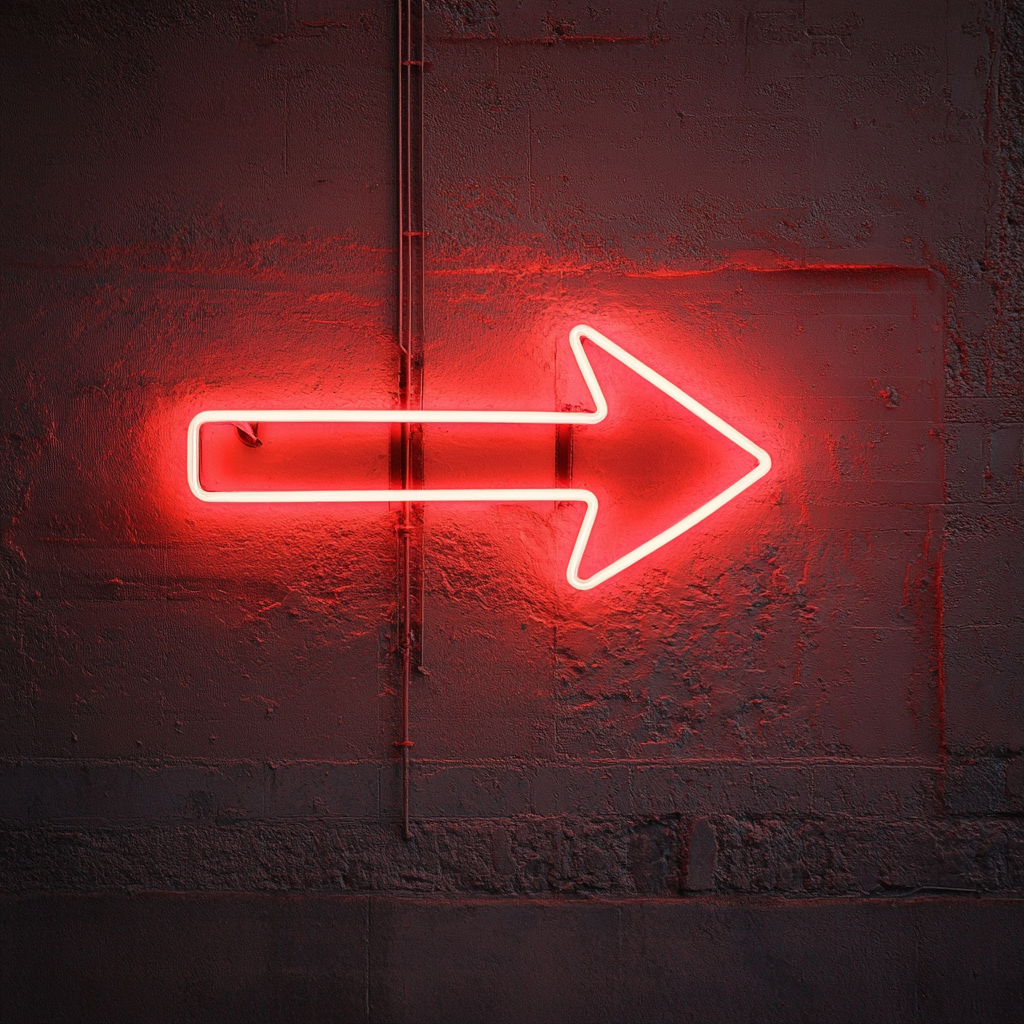 Arrow - Red Neon Sign, 24 Inches