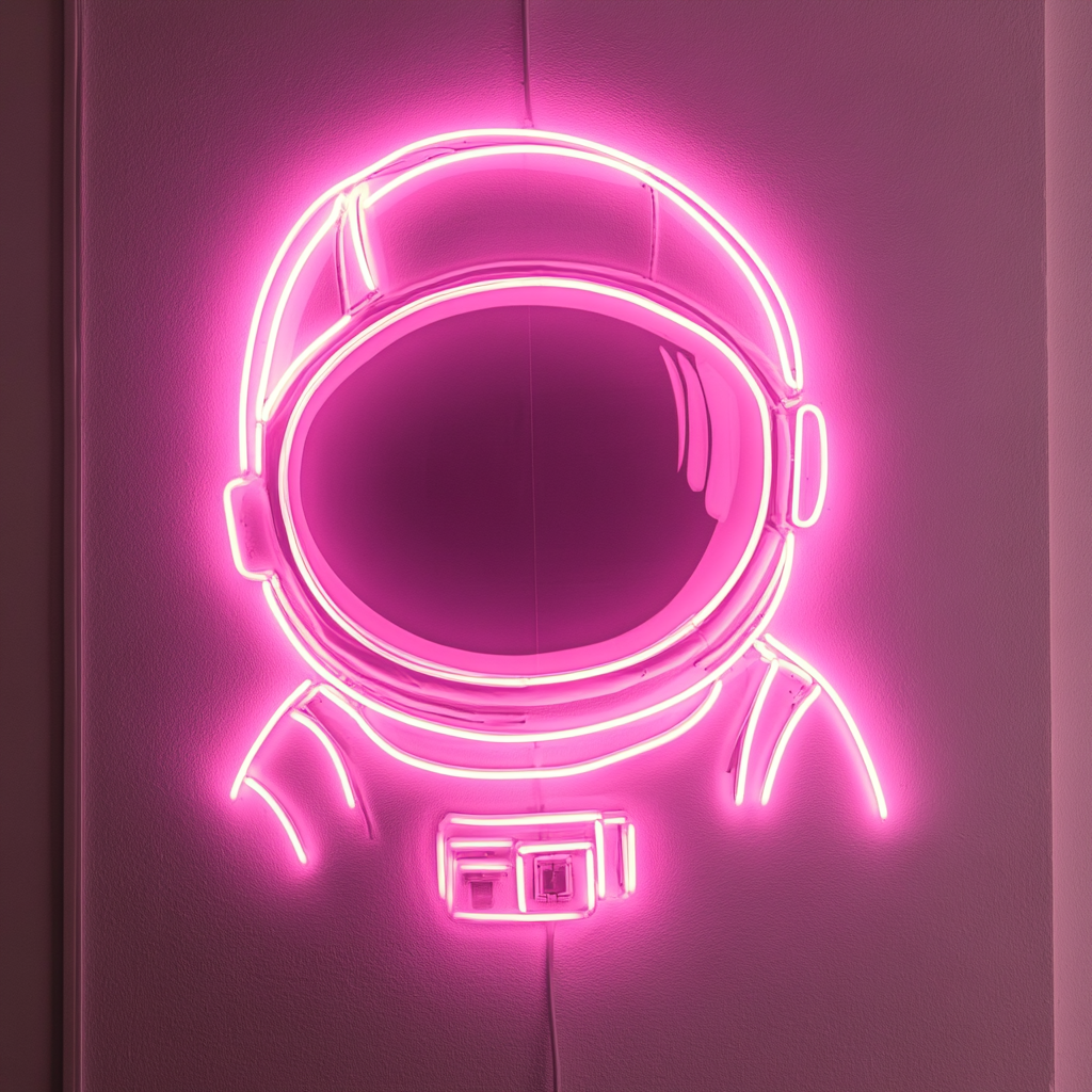 Astronaut Helmet - Pink Neon Sign, 24 Inches