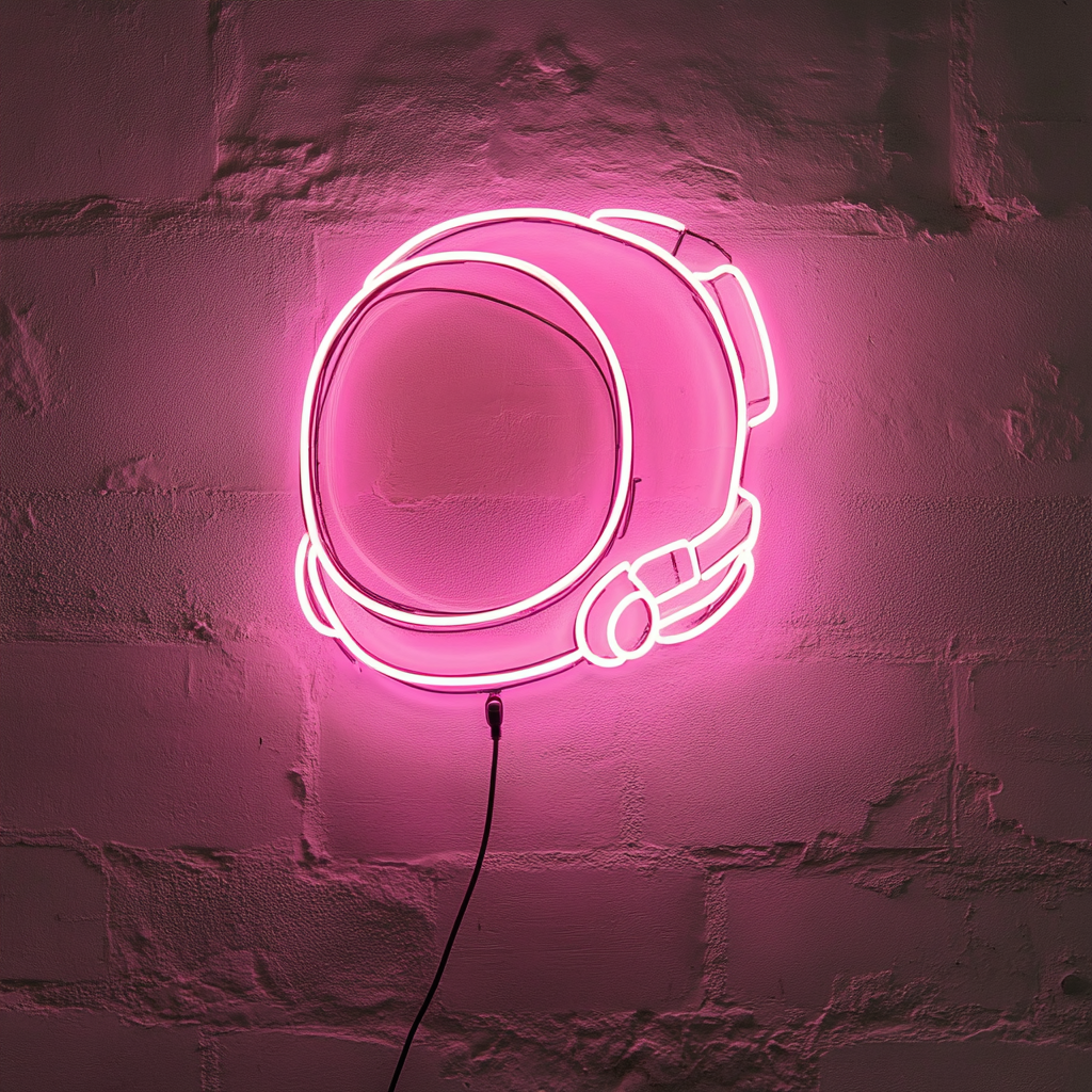 Astronaut Helmet - Pink Neon Sign, 18 Inches