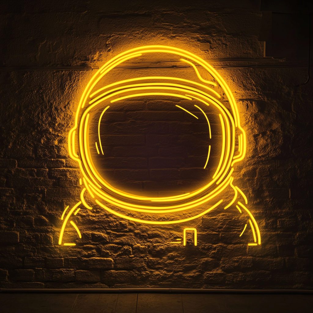 Astronaut Helmet - Yellow Neon Sign, 18 Inches