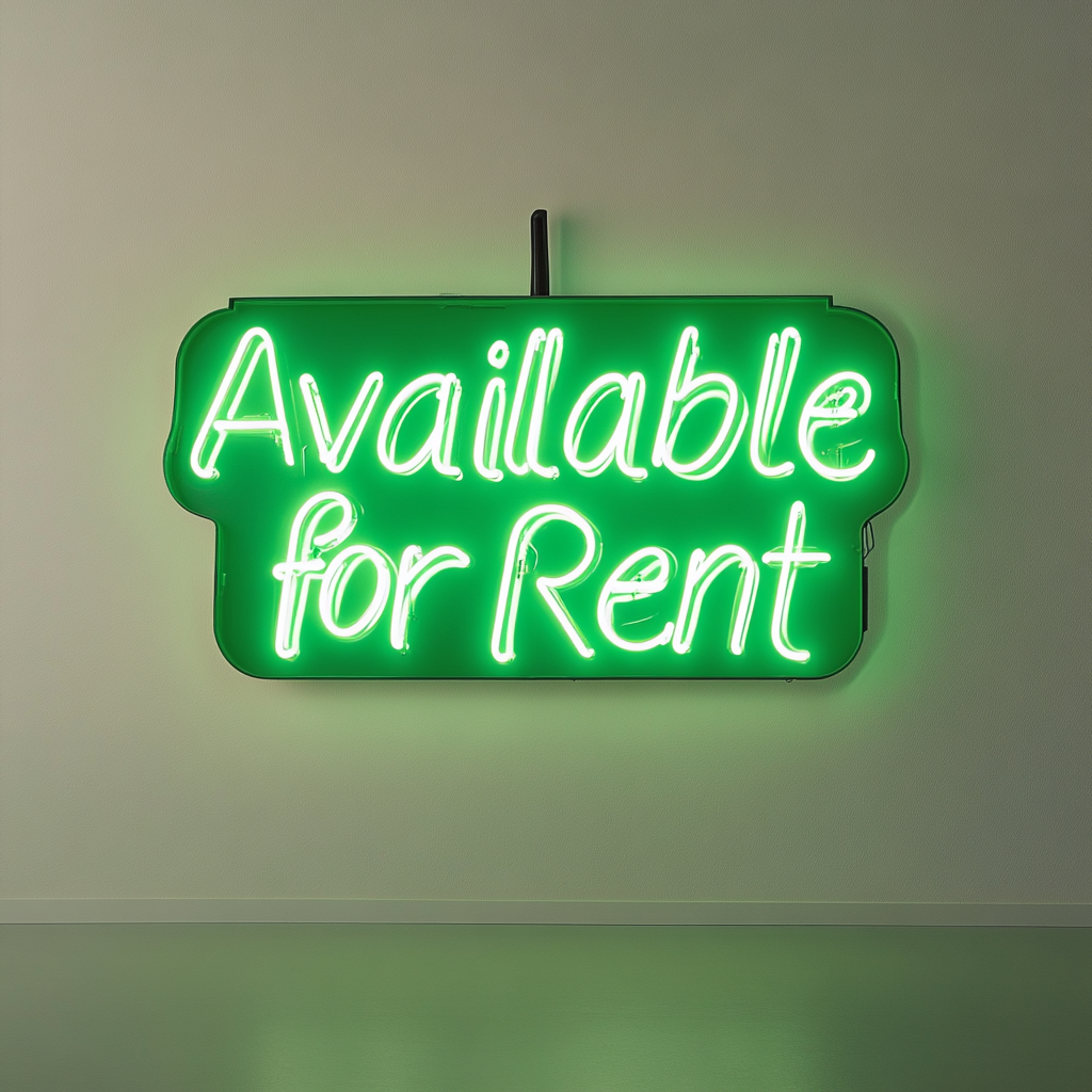 Available for Rent - Green Neon Sign, 18 Inches