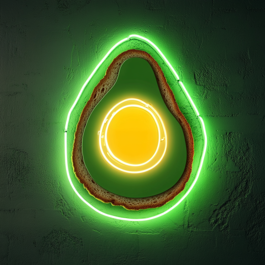 Avocado Toast with Egg - Green Neon Sign, 24 Inches