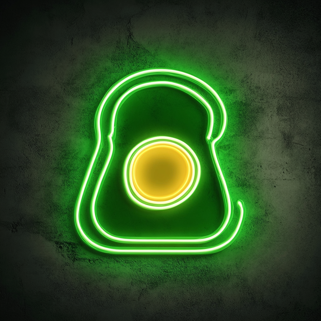 Avocado Toast with Egg - Green Neon Sign, 24 Inches