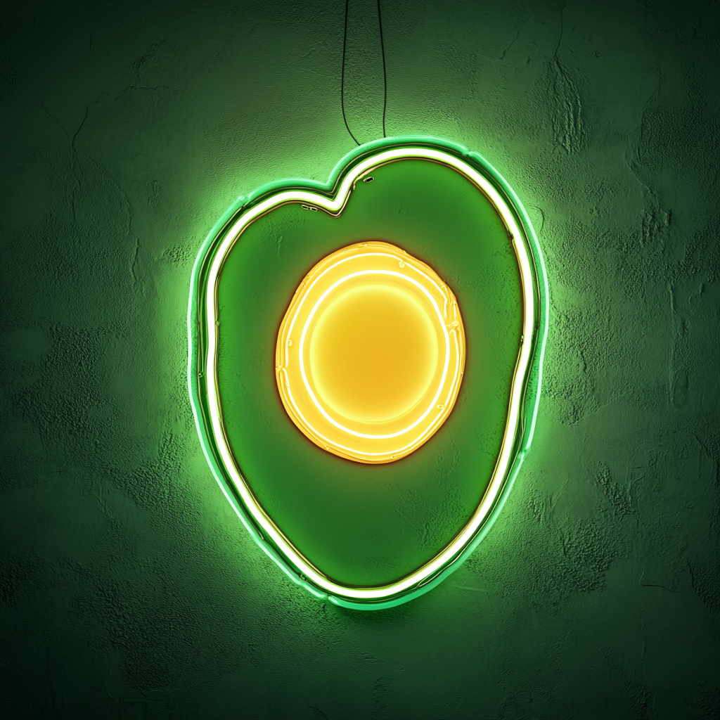 Avocado Toast with Egg - Green Neon Sign, 24 Inches