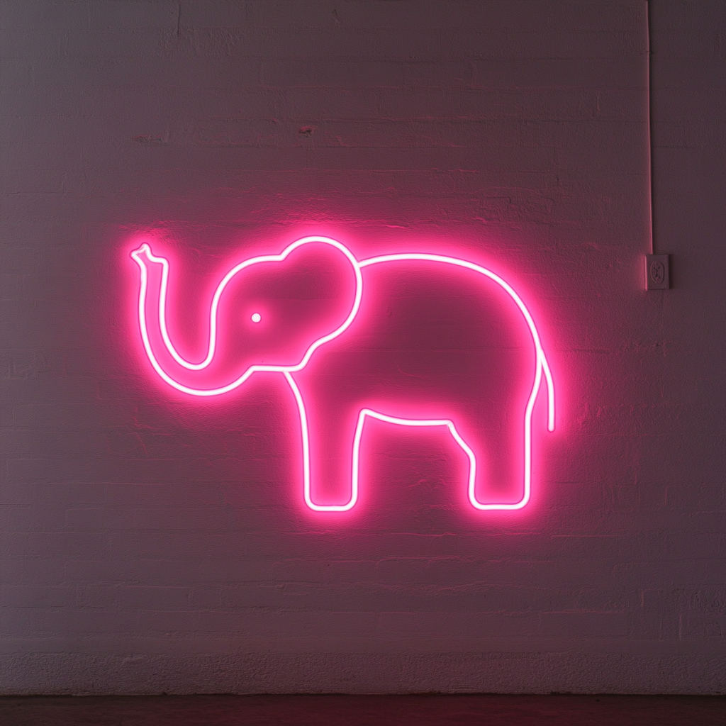 Baby Elephant - Pink Neon Sign, 18 Inches