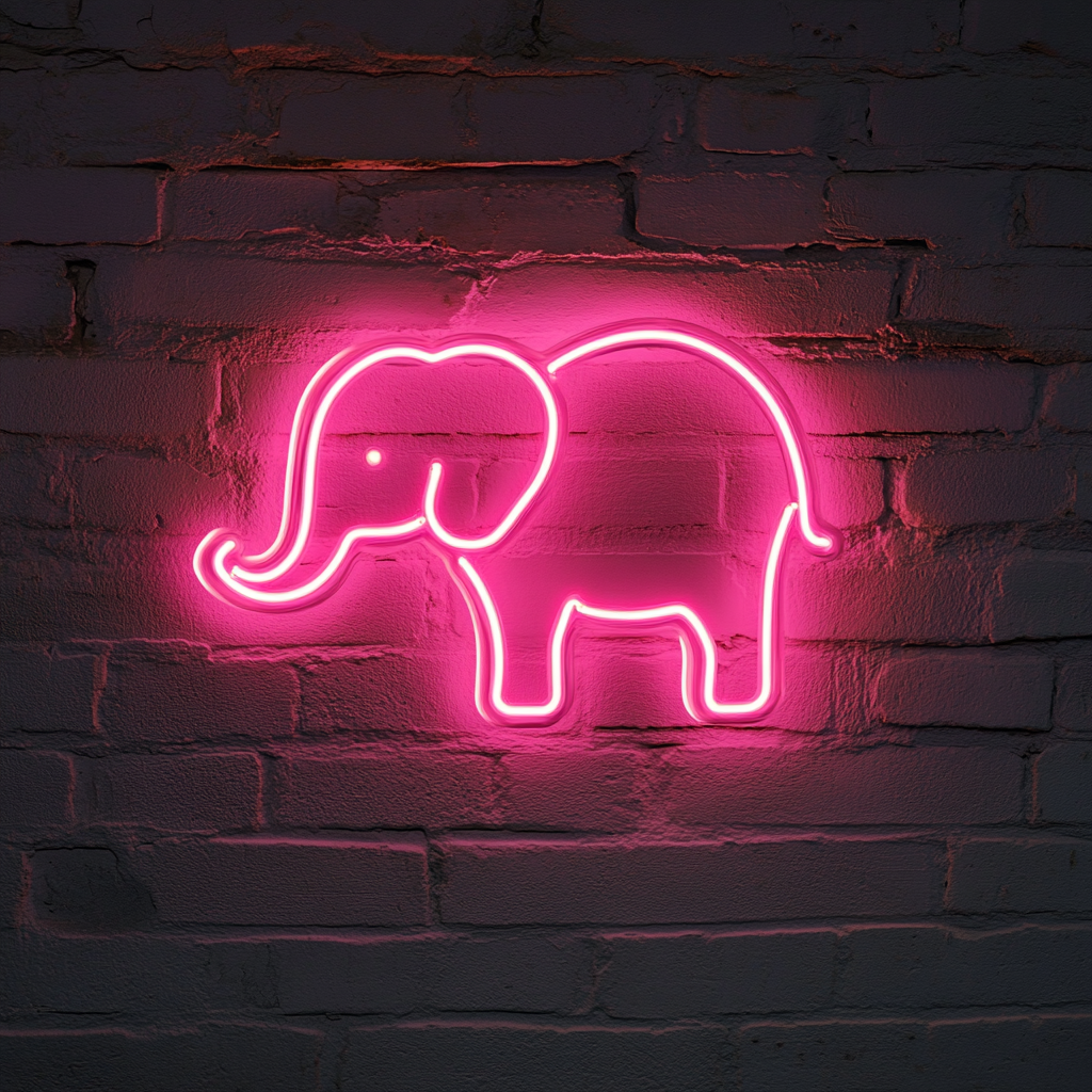 Baby Elephant - Pink Neon Sign, 24 Inches