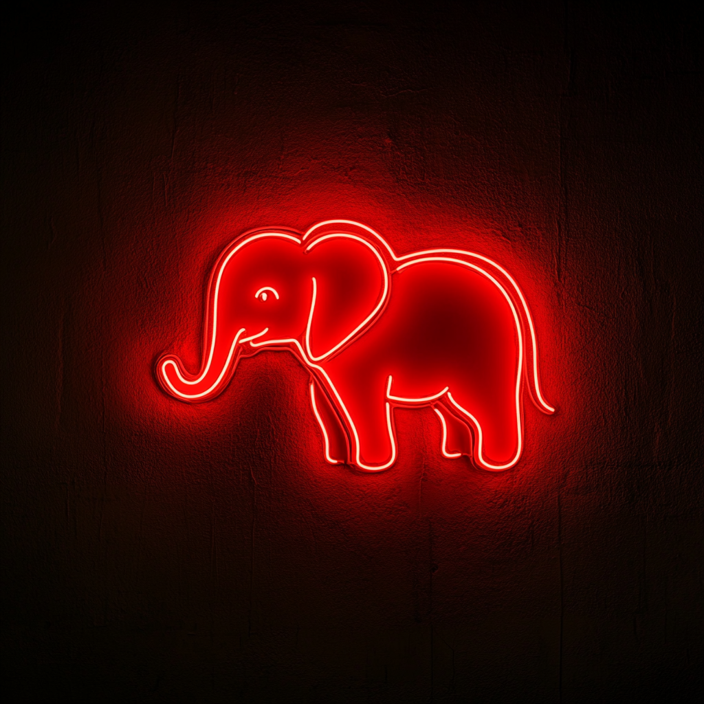 Baby Elephant - Red Neon Sign, 18 Inches