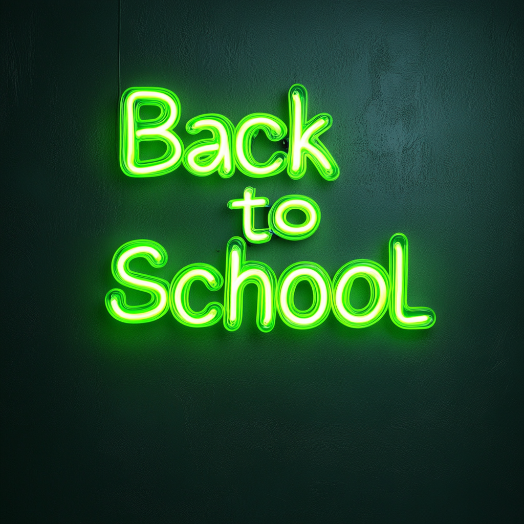 Back to School - Green Neon Sign, 24 Inches