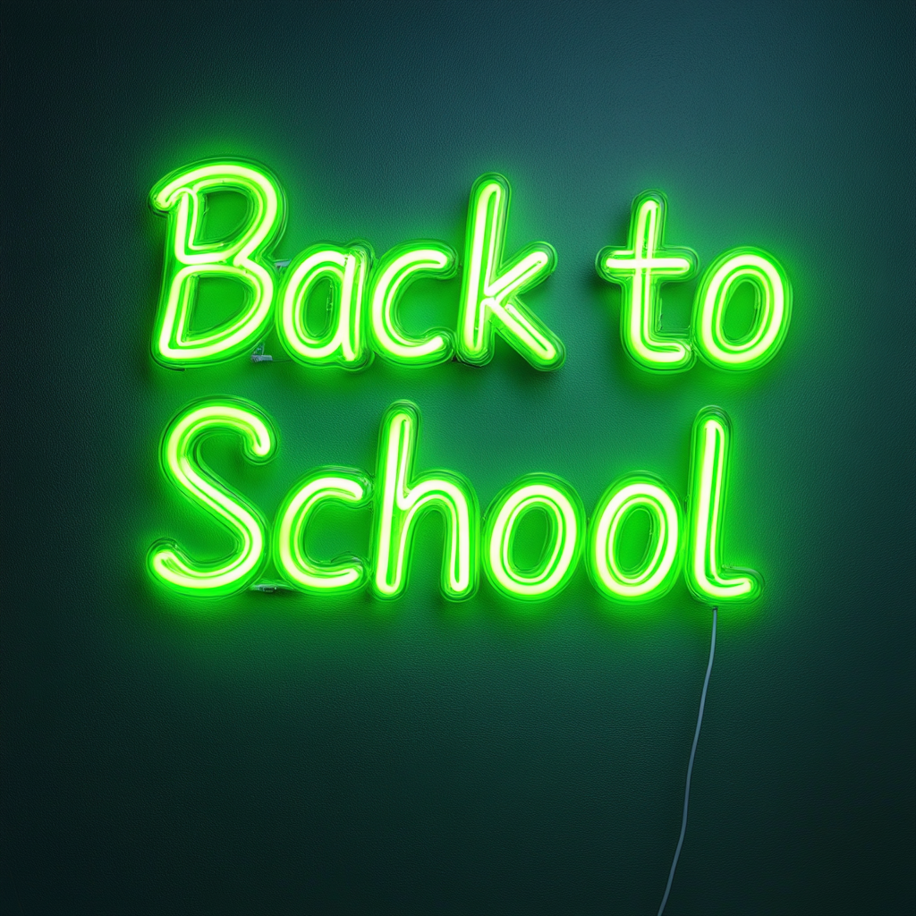 Back to School - Green Neon Sign, 18 Inches