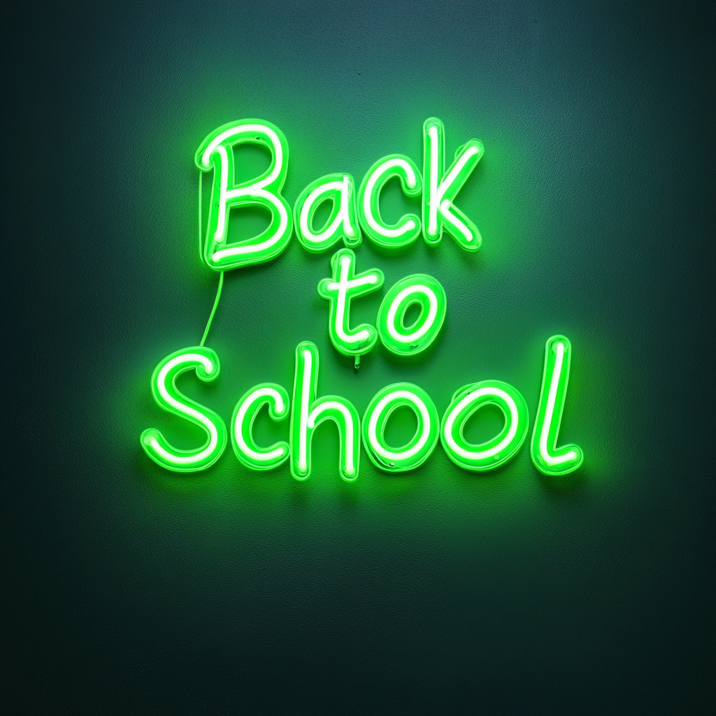 Back to School - Green Neon Sign, 24 Inches