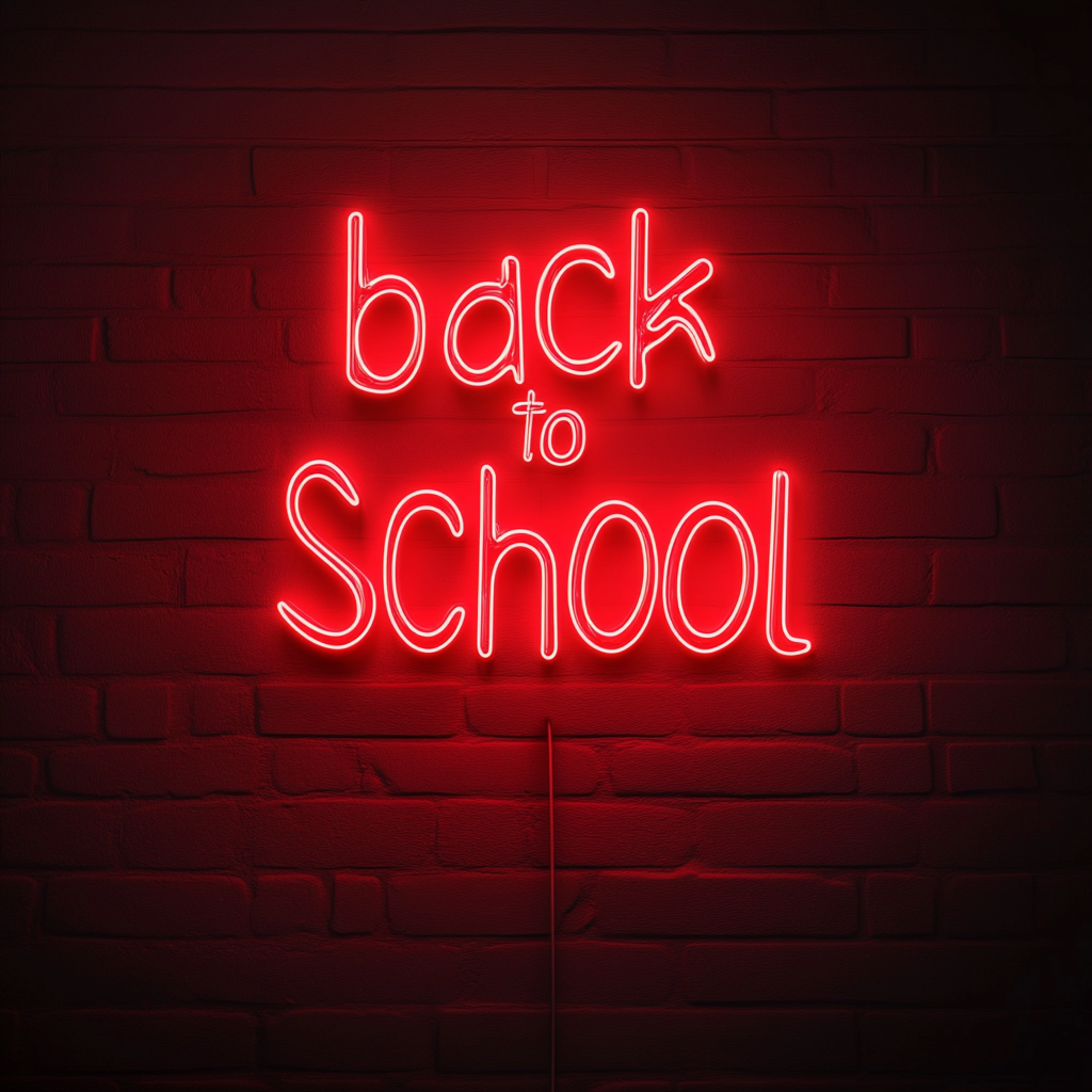 Back to School - Red Neon Sign, 18 Inches