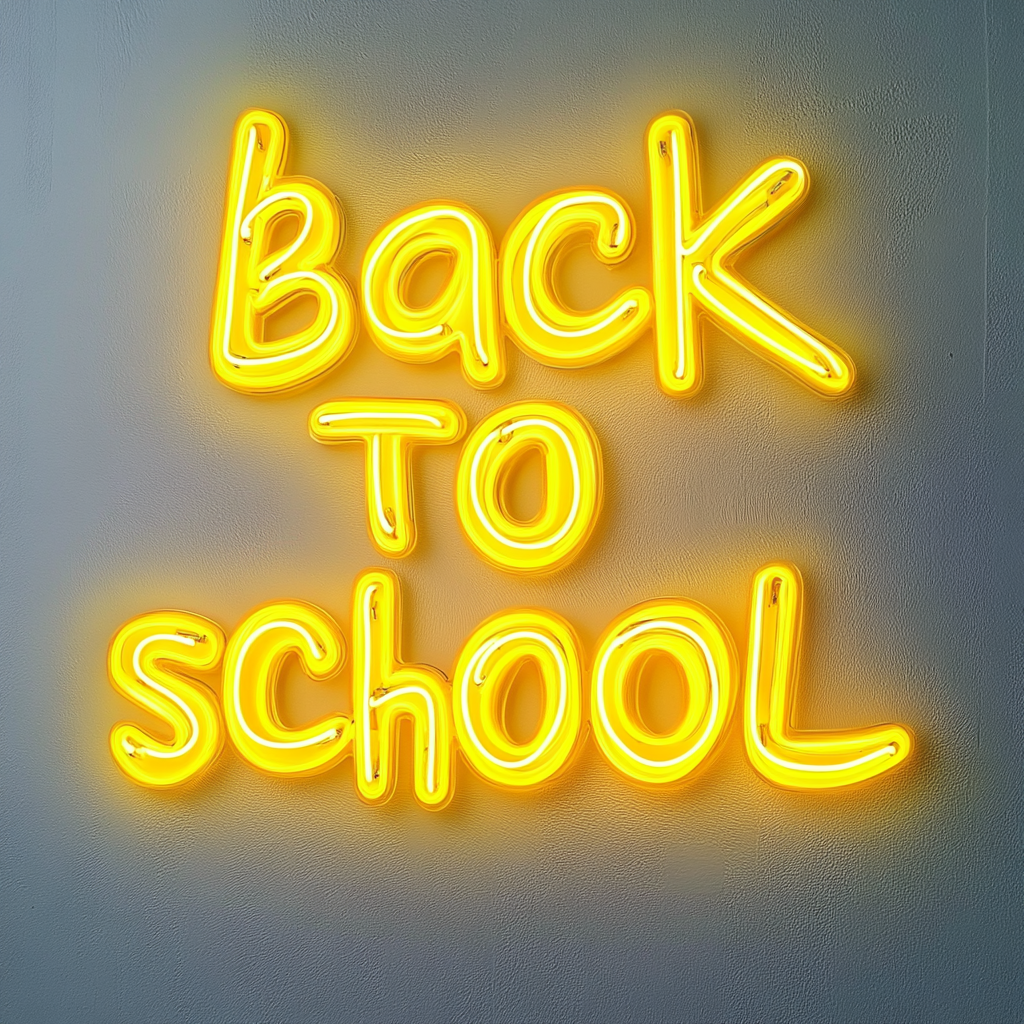 Back to School - Yellow Neon Sign, 24 Inches