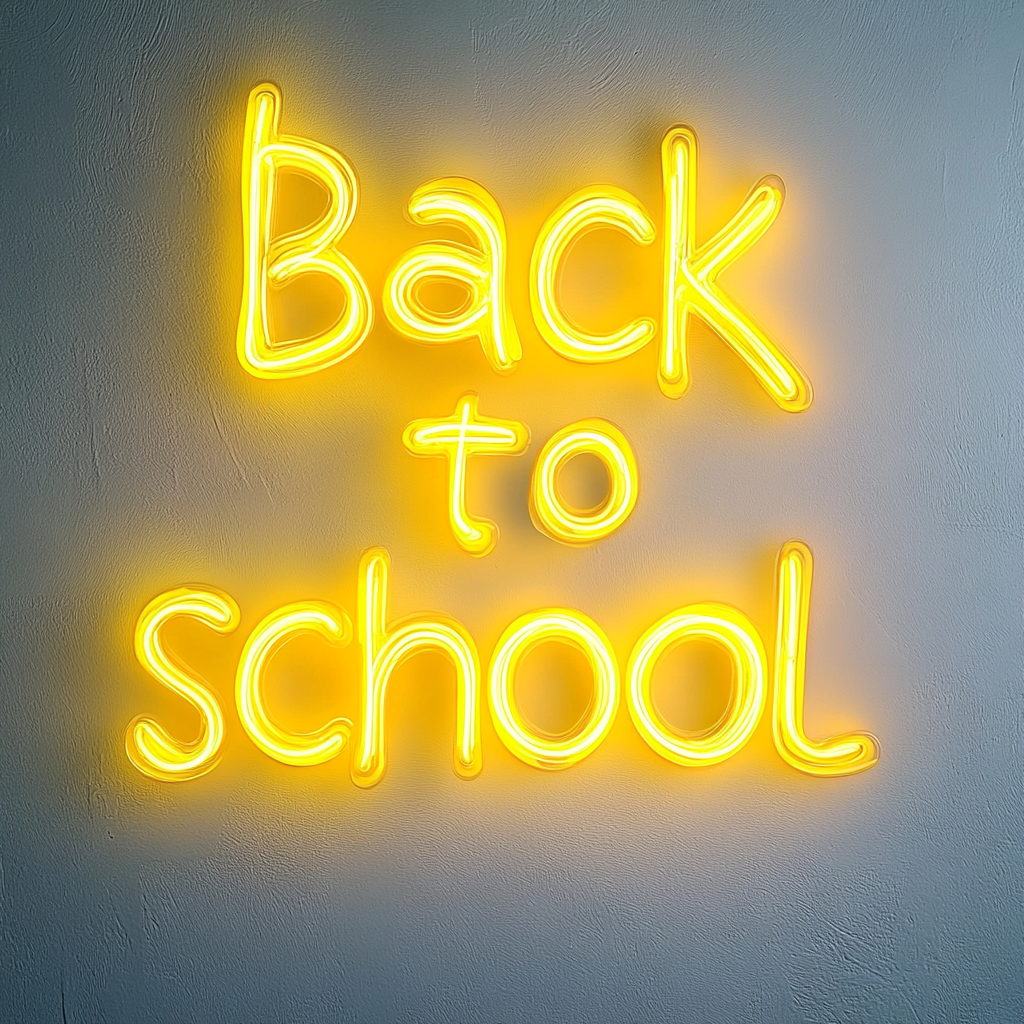 Back to School - Yellow Neon Sign, 24 Inches