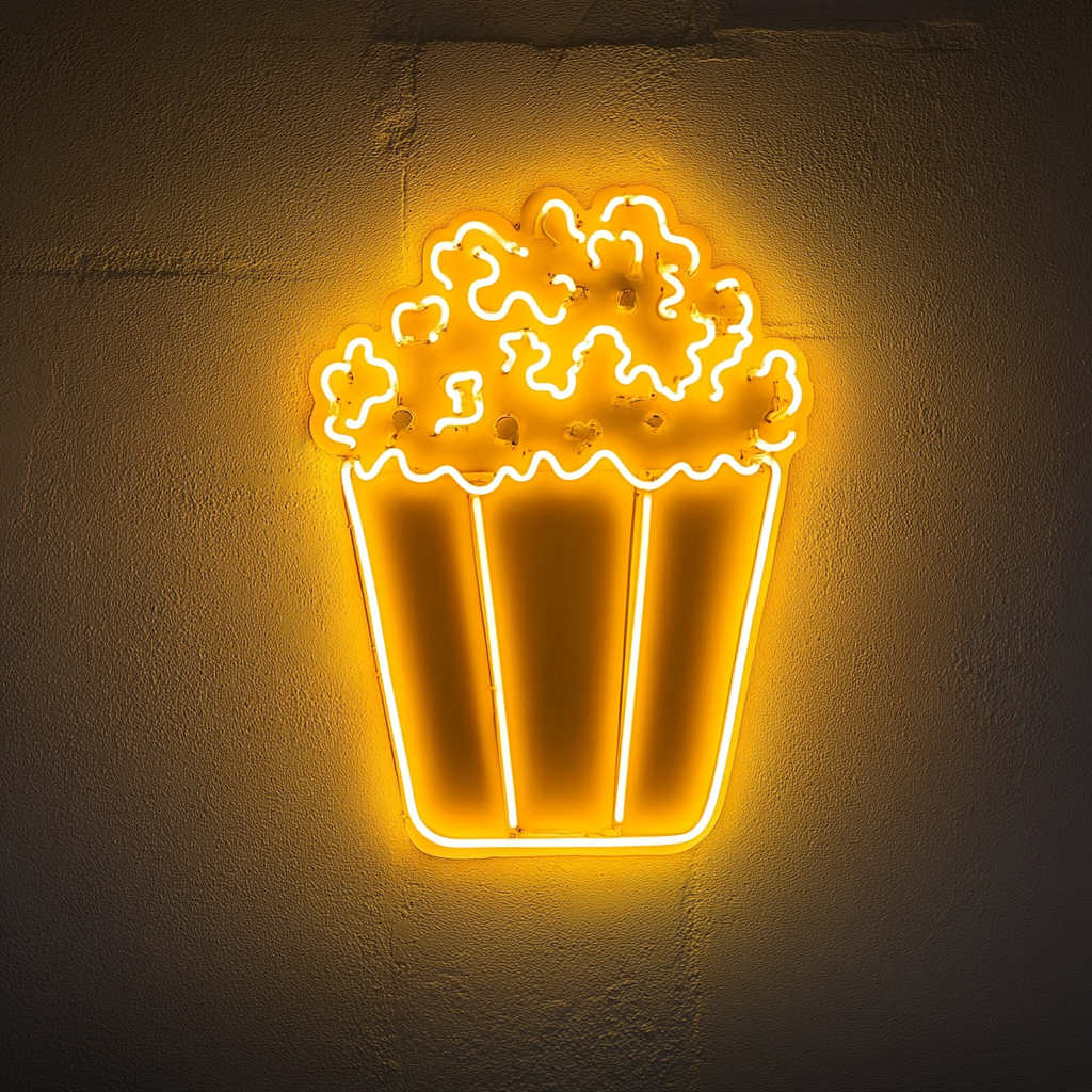Bag of Popcorn - Yellow Neon Sign, 24 Inches
