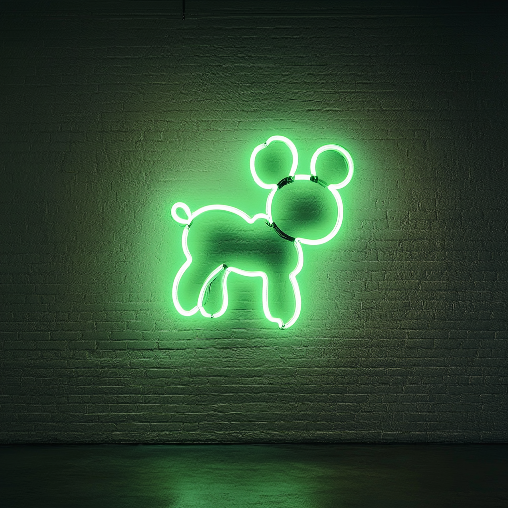 Balloon Animal - Green Neon Sign, 18 Inches