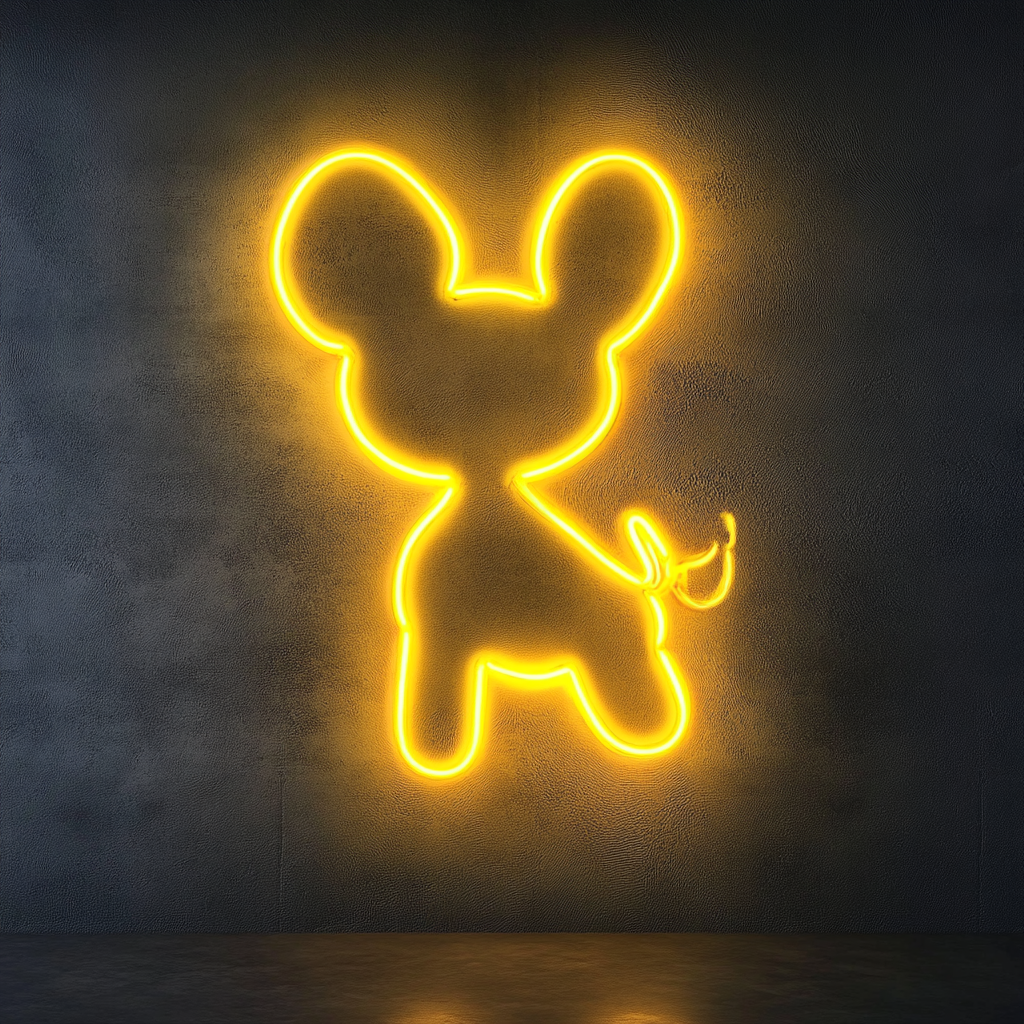 Balloon Animal - Yellow Neon Sign, 18 Inches