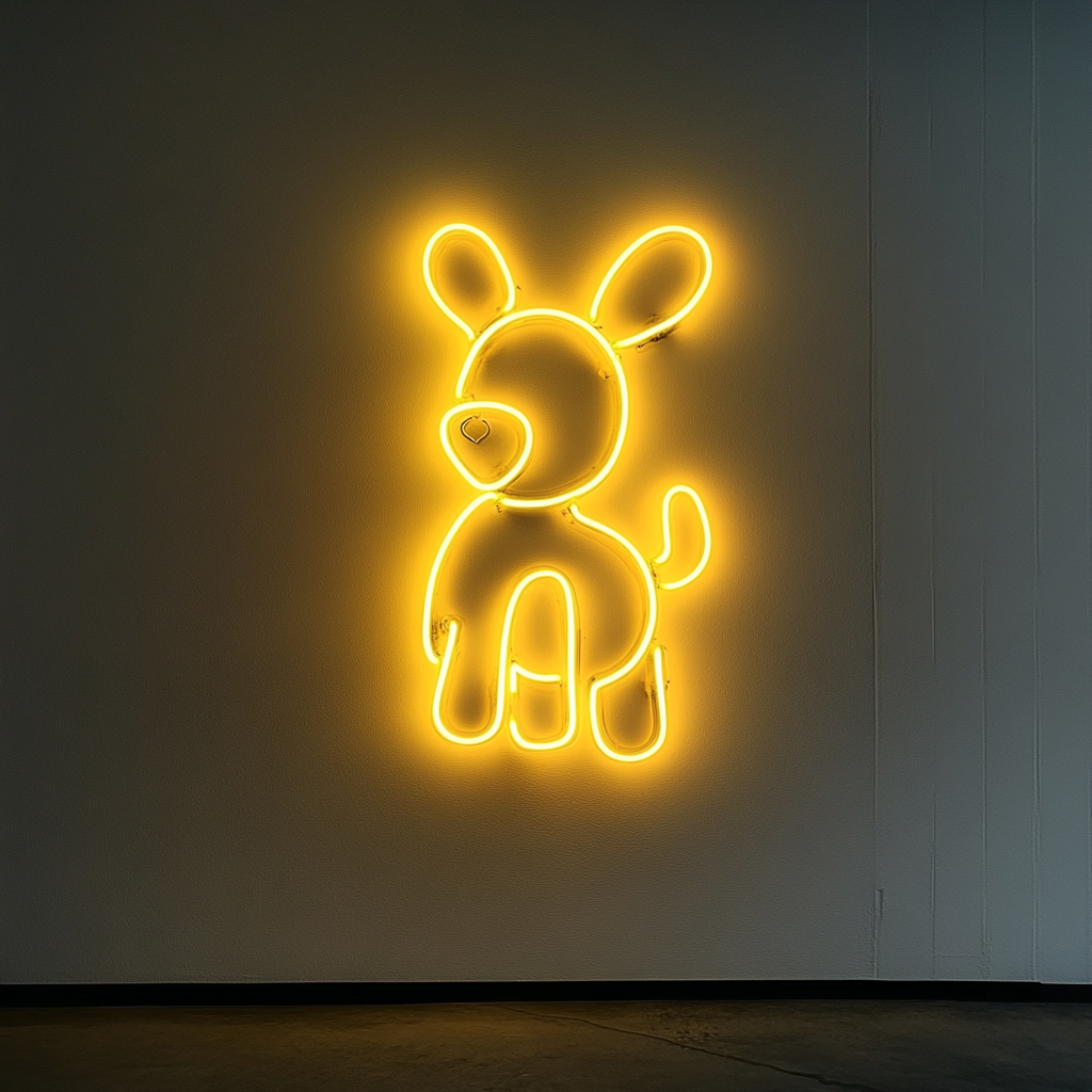 Balloon Animal - Yellow Neon Sign, 18 Inches