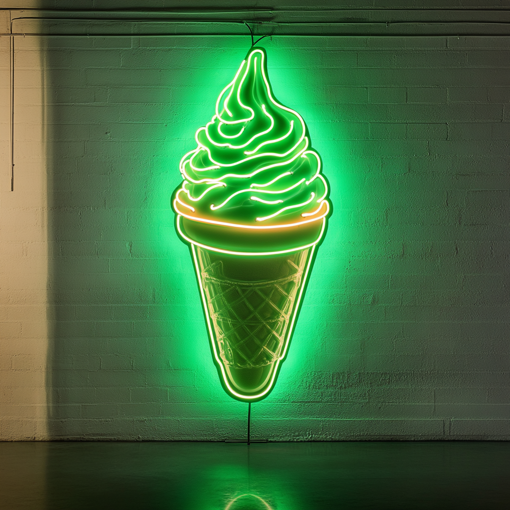 Banana Split Sundae - Green Neon Sign, 18 Inches